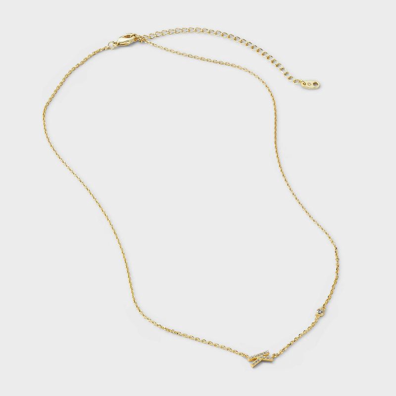 slide 3 of 4, 14K Gold Dipped Cubic Zirconia K Initial Necklace - A New Day™ Gold, 1 ct