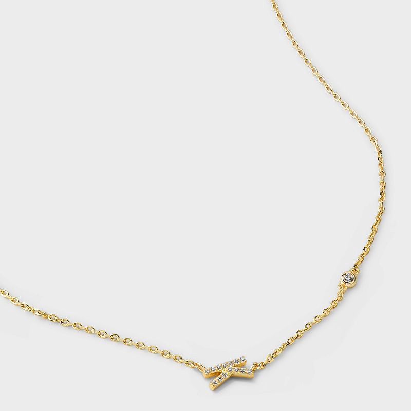 slide 4 of 4, 14K Gold Dipped Cubic Zirconia K Initial Necklace - A New Day™ Gold, 1 ct