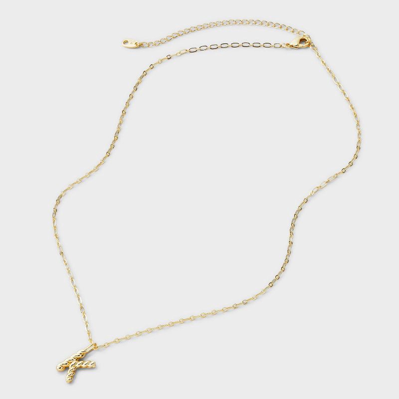 slide 3 of 4, 14K Gold Dipped Twisted Bubble "K" Initial Necklace - A New Day™ Gold, 1 ct