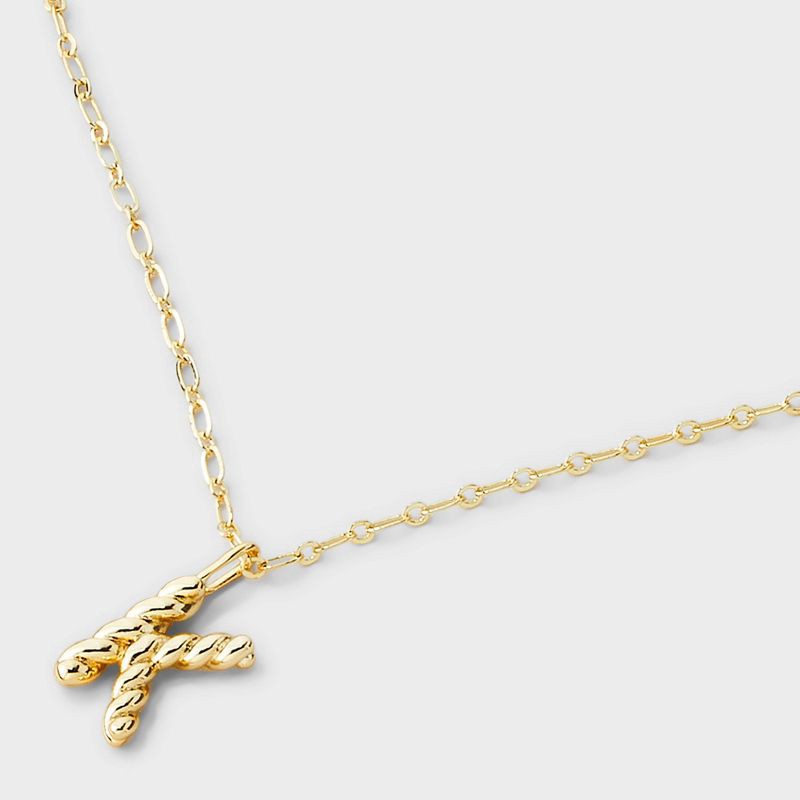 slide 4 of 4, 14K Gold Dipped Twisted Bubble "K" Initial Necklace - A New Day™ Gold, 1 ct