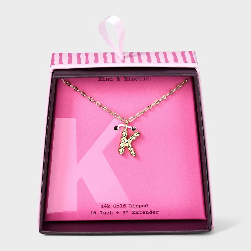 slide 1 of 4, 14K Gold Dipped Twisted Bubble "K" Initial Necklace - A New Day™ Gold, 1 ct