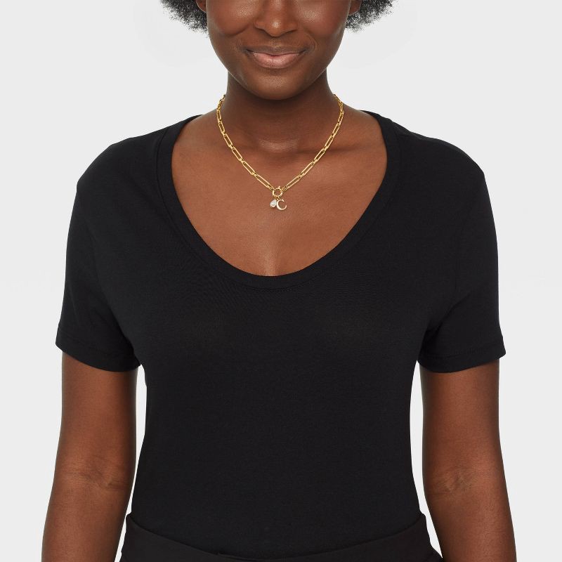 slide 2 of 4, 14K Gold Dipped Pearl Charm on Chain "C" Initial Necklace - A New Day™ Gold, 1 ct
