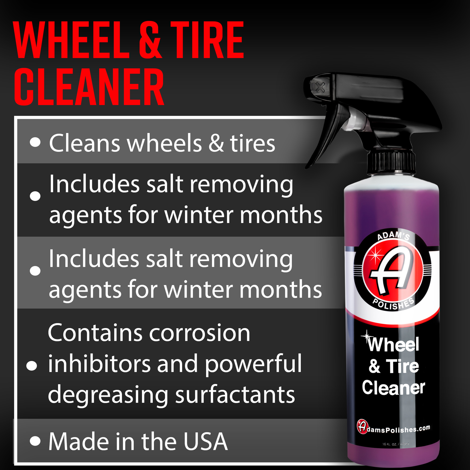 slide 4 of 6, Adam's Polishes Wheel and Tire Cleaner, 16oz, 16 fl oz
