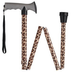 slide 1 of 1, CVS Health Gel Grip Folding Cane, Brown Animal, 1 ct