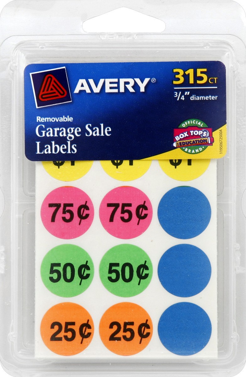 slide 3 of 3, Avery Removable Garage Sale Label, 315 ct