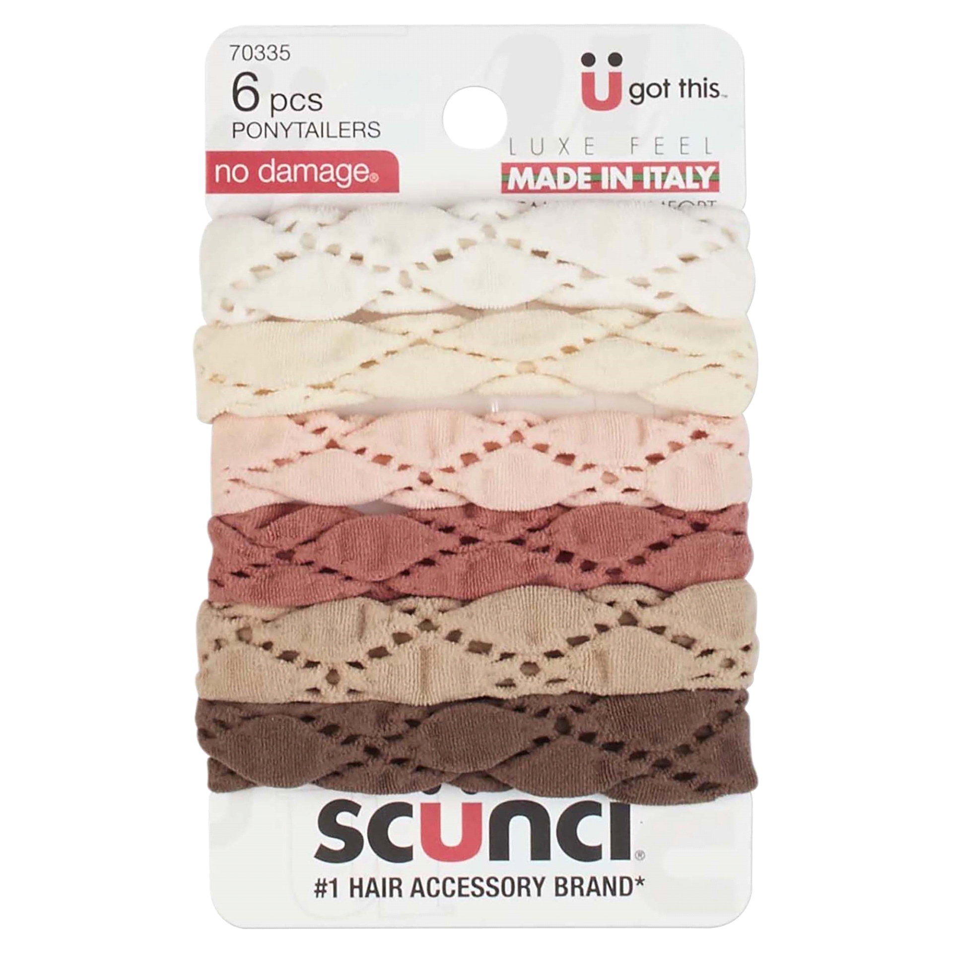 slide 1 of 1, scünci Textured Hosiery Ponytailers, 6Ct, 6 ct