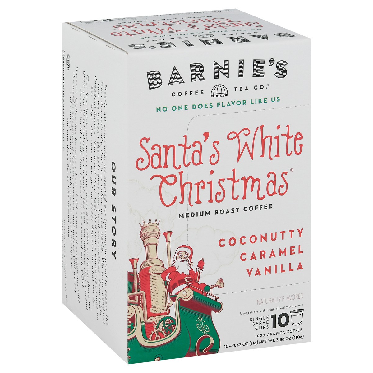 slide 2 of 9, Barnie's Coffee & Tea Co. Single Serve Cups Medium Roast Santa's White Christmas Coffee 10 ea, 10 ct