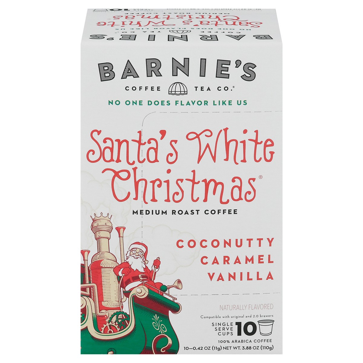 slide 1 of 9, Barnie's Coffee & Tea Co. Single Serve Cups Medium Roast Santa's White Christmas Coffee 10 ea, 10 ct