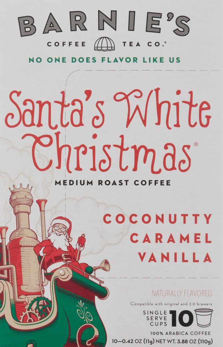 slide 6 of 9, Barnie's Coffee & Tea Co. Single Serve Cups Medium Roast Santa's White Christmas Coffee 10 ea, 10 ct