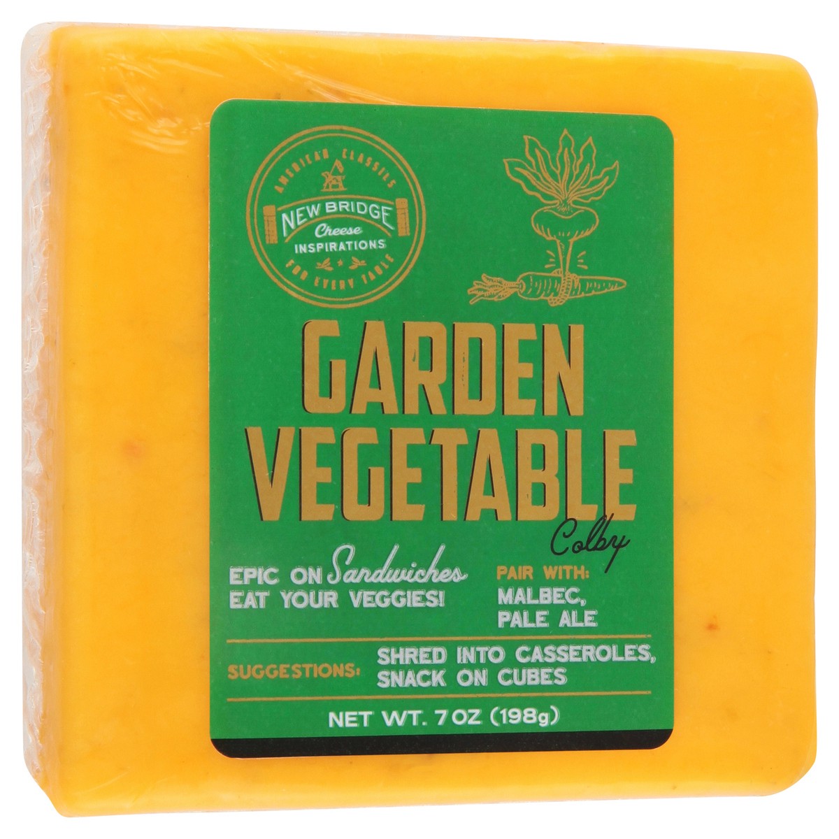 slide 11 of 13, New Bridge Garden Vegetable Colby Cheese 7 oz, 7 oz