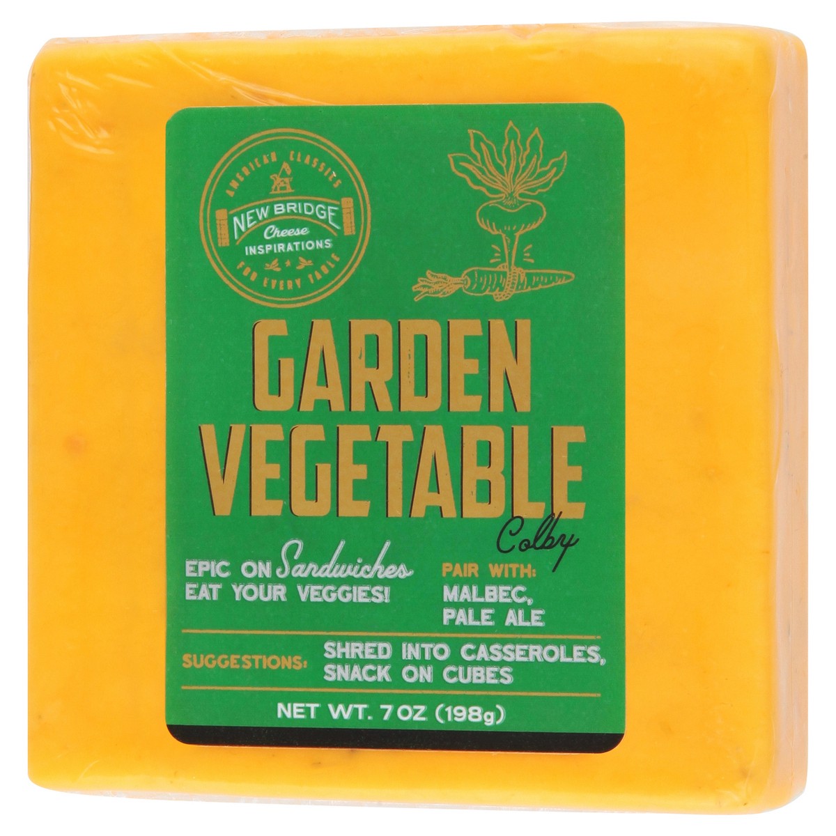 slide 4 of 13, New Bridge Garden Vegetable Colby Cheese 7 oz, 7 oz