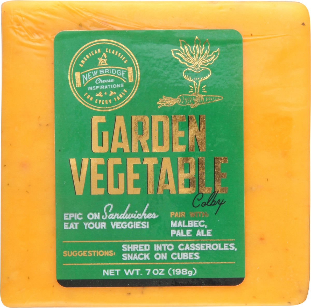 slide 7 of 13, New Bridge Garden Vegetable Colby Cheese 7 oz, 7 oz
