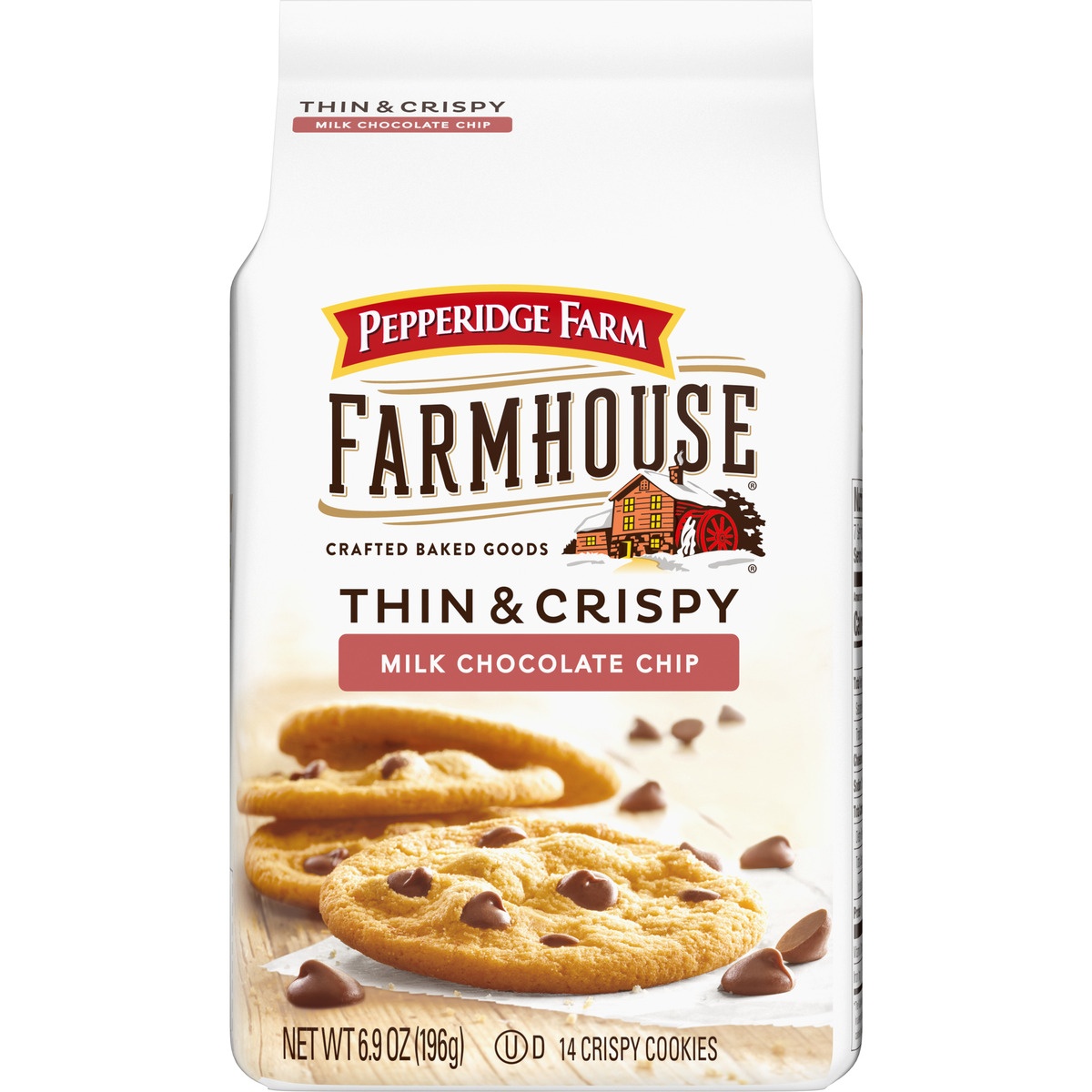 slide 1 of 9, Pepperidge Farm Farmhouse Thin & Crispy Milk Chocolate Chip Cookies - 6.9oz, 