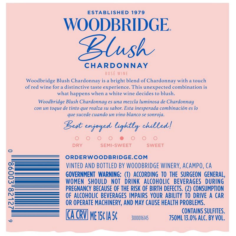 slide 4 of 4, Woodbridge by Robert Mondavi Blush Chardonnay Rose Wine - 750ml Bottle, 750 ml