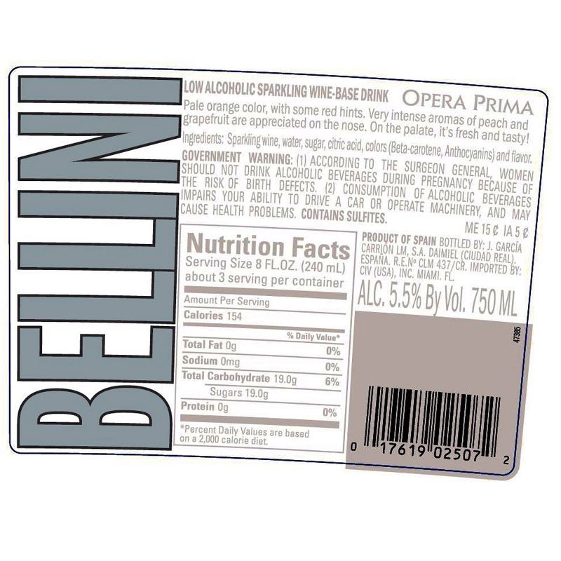 slide 5 of 5, Opera Prima Bellini - 750ml Bottle, 750 ml