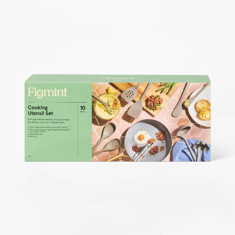 slide 4 of 6, 10pc Nylon Kitchen Utensil Set Gray - Figmint™, 10 ct