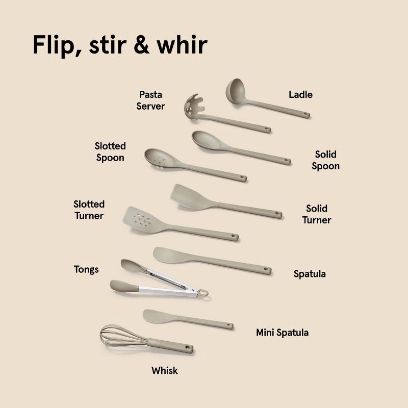 slide 6 of 6, 10pc Nylon Kitchen Utensil Set Gray - Figmint™, 10 ct