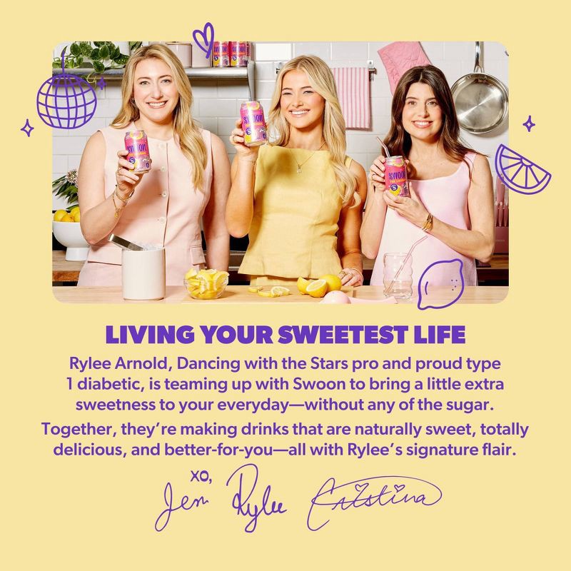 slide 5 of 5, Swoon Sugar Free Half and Half Black Tea and Lemonade - 12 fl oz, 12 fl oz