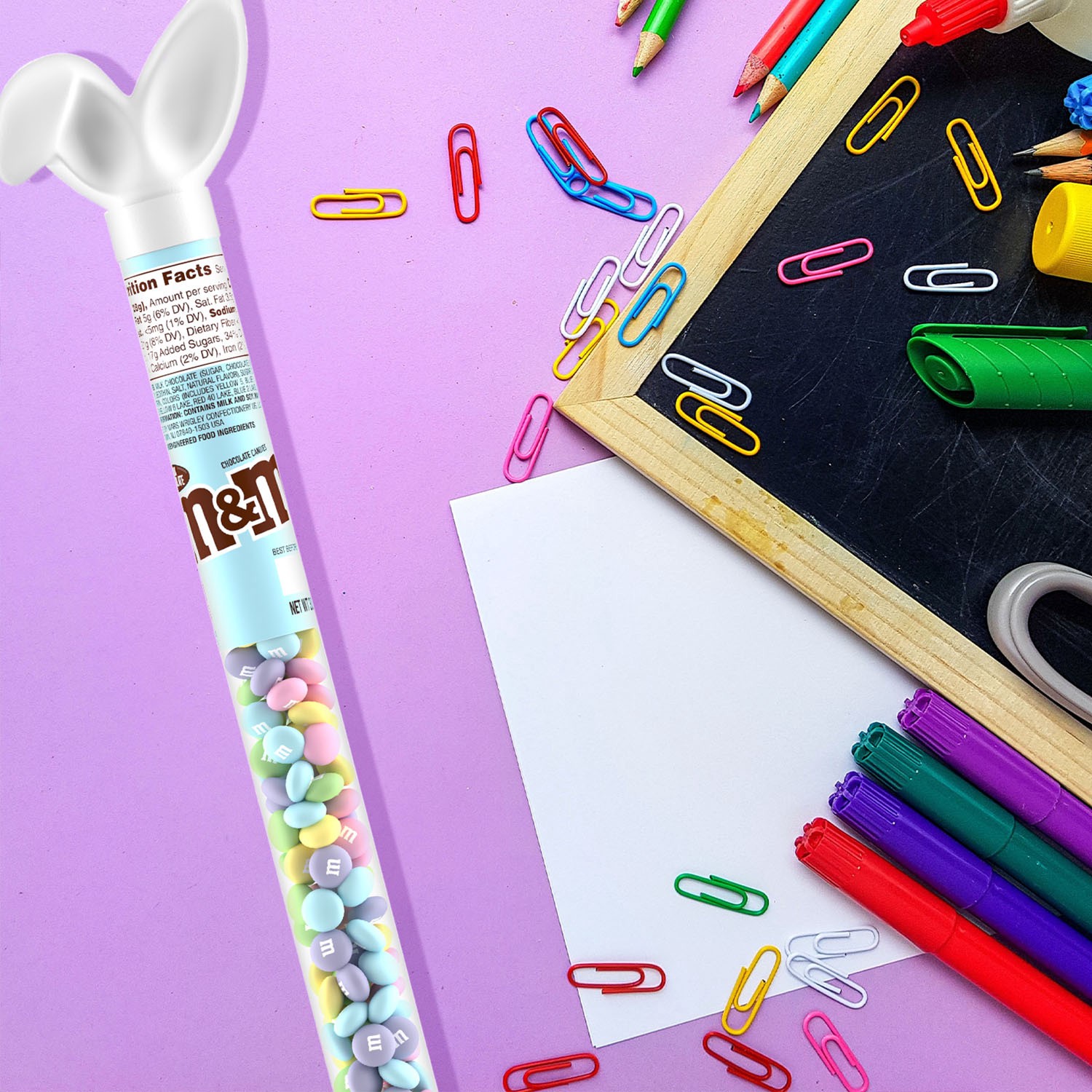 slide 5 of 8, M&M'S Milk Chocolate Easter Candy Bunny Cane, 3-Ounce Cane, 3 oz