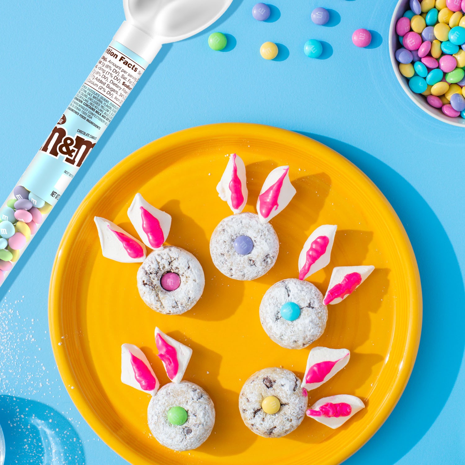 slide 7 of 8, M&M'S Milk Chocolate Easter Candy Bunny Cane, 3-Ounce Cane, 3 oz