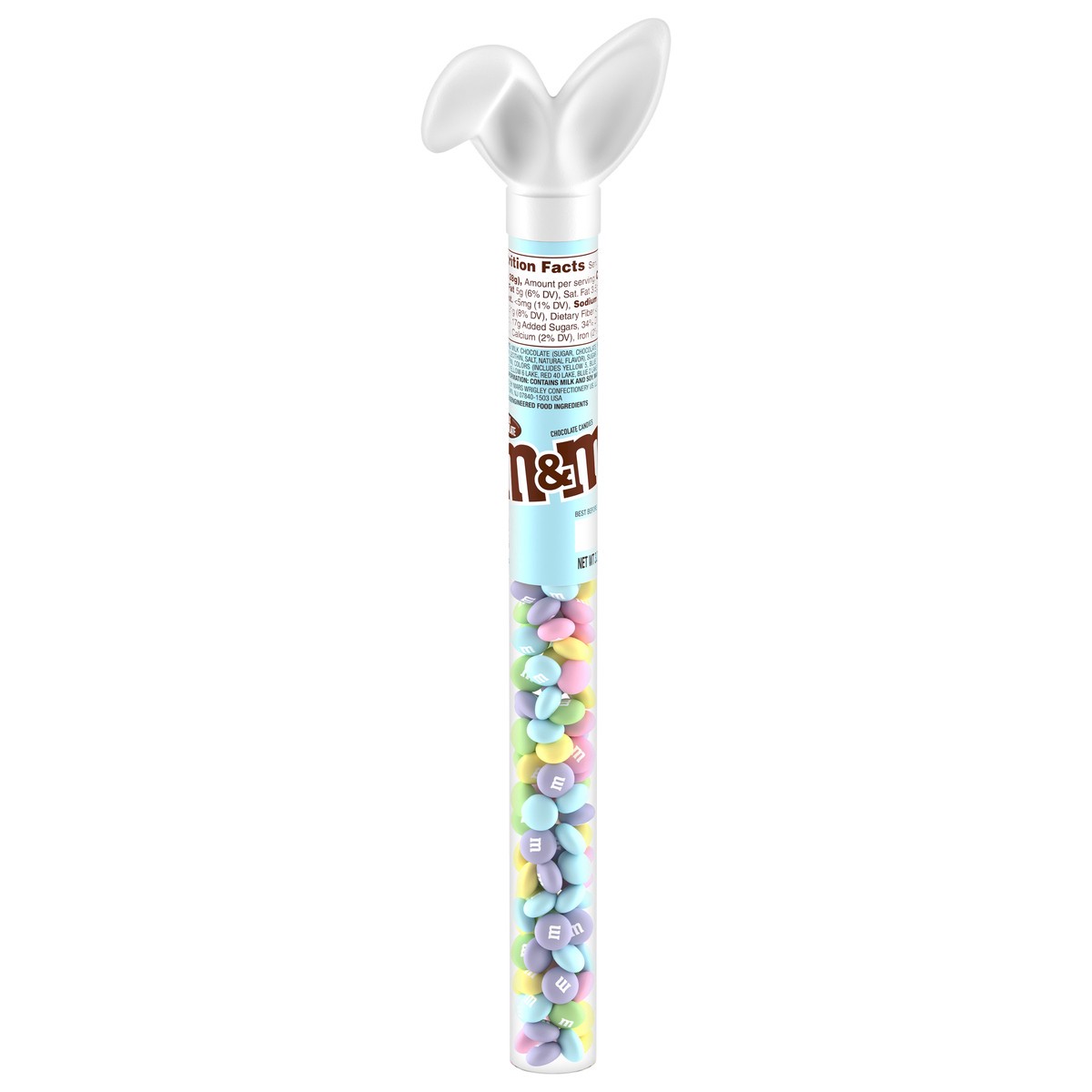 slide 1 of 8, M&M'S Milk Chocolate Easter Candy Bunny Cane, 3-Ounce Cane, 3 oz