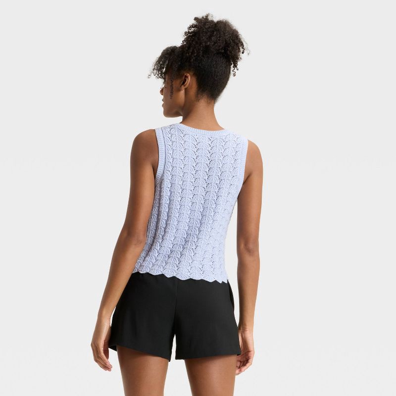 slide 2 of 3, Women's Pointelle Lady Vest - A New Day™ Light Blue S, 1 ct