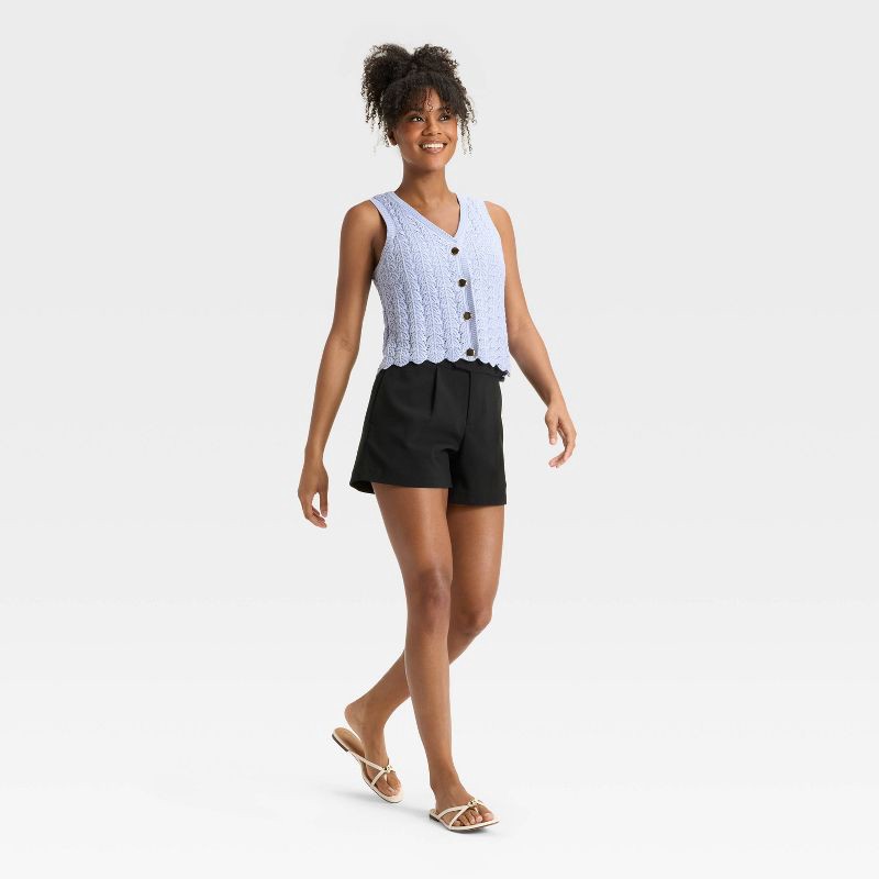 slide 3 of 3, Women's Pointelle Lady Vest - A New Day™ Light Blue S, 1 ct