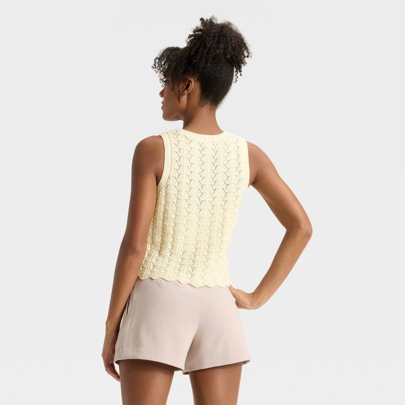 slide 2 of 3, Women's Pointelle Lady Vest - A New Day™ Off-White XS, 1 ct