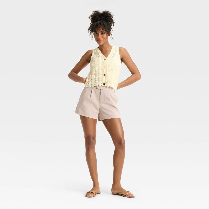 slide 3 of 3, Women's Pointelle Lady Vest - A New Day™ Off-White XS, 1 ct