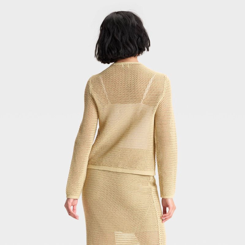 slide 2 of 3, Women's Crochet-Style Tie Cardigan - A New Day™ Tan XS, 1 ct
