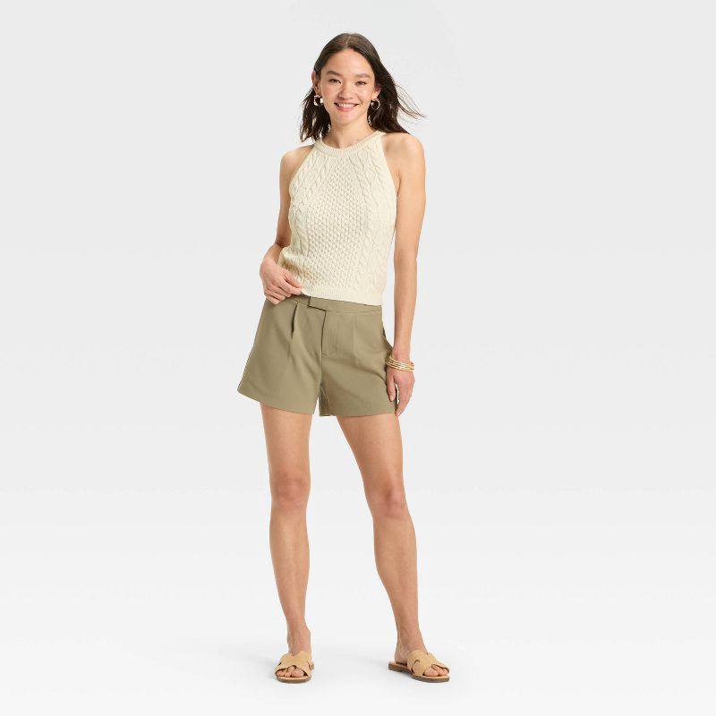 slide 3 of 3, Women's Cable Crewneck Pullover Sweater Vest - A New Day™ Cream L, 1 ct
