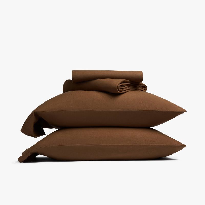 slide 1 of 6, Queen Relaxed Linen Sheet Set Pecan - Parachute for Target, 1 ct