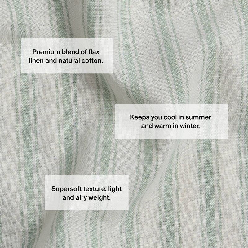 slide 4 of 4, Full/Queen Relaxed Linen Stripe Duvet Cover & Sham Set Jade & Parchment - Parachute for Target, 1 ct