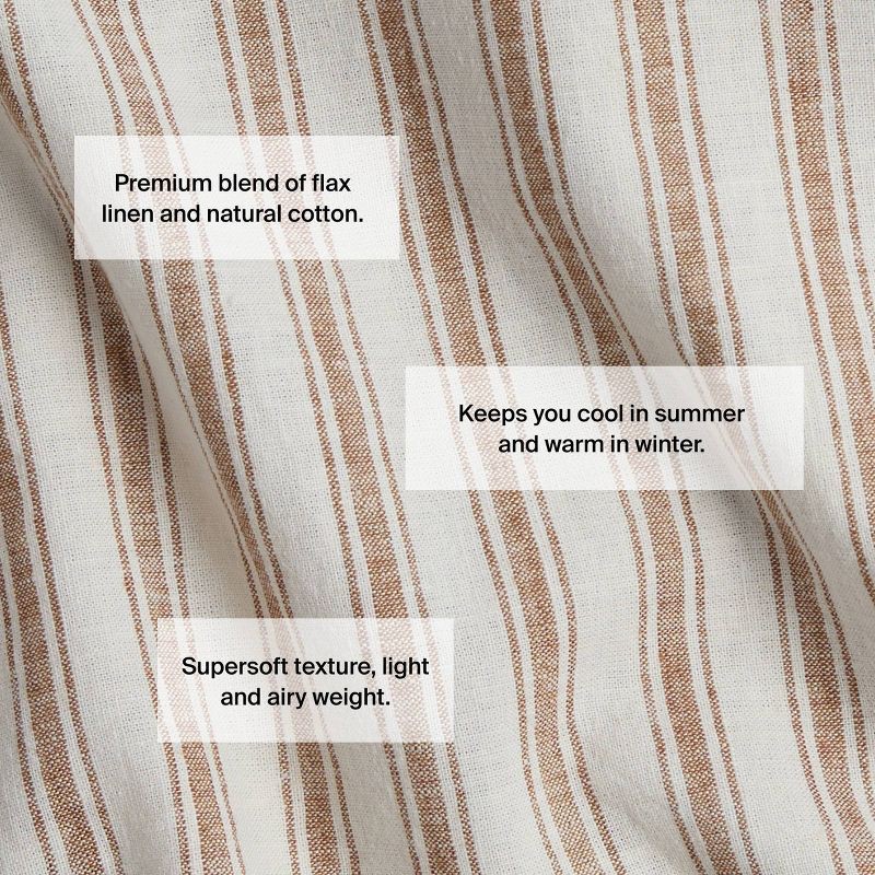 slide 5 of 5, Queen Relaxed Linen Stripe Sheet Set Pecan & Parchment - Parachute for Target, 1 ct
