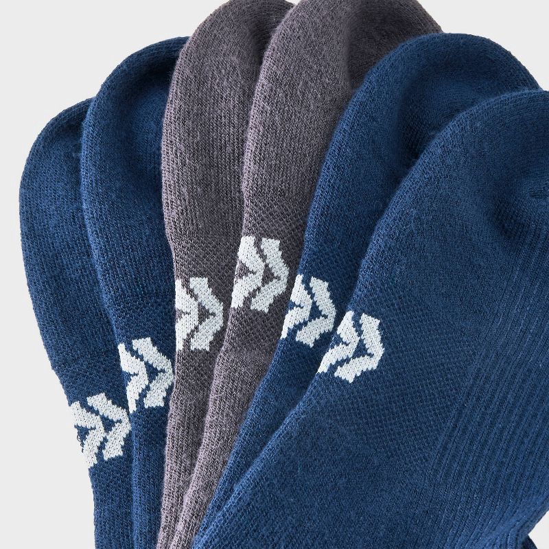 slide 3 of 3, Men's Tonal Quarter 3pk Crew Socks - All In Motion™ Navy/Gray 6-12, 3 ct