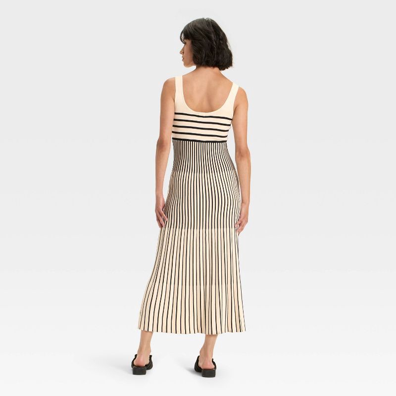 slide 2 of 3, Women's Maxi Sweater Dress - A New Day™ Black/Cream Striped L, 1 ct