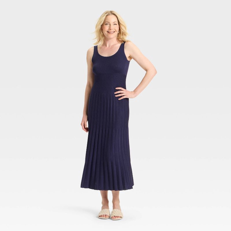 slide 1 of 3, Women's Maxi Sweater Dress - A New Day™ Navy M, 1 ct