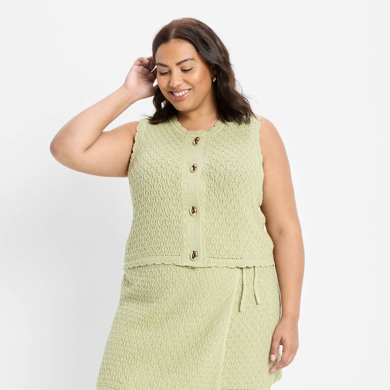 Women's Button-Front Sweater Vest - Future Collective Sage Green XXL | Shipt Women's Button-Front Sweater Vest - Future Collective Sage Green XXL | Shipt
