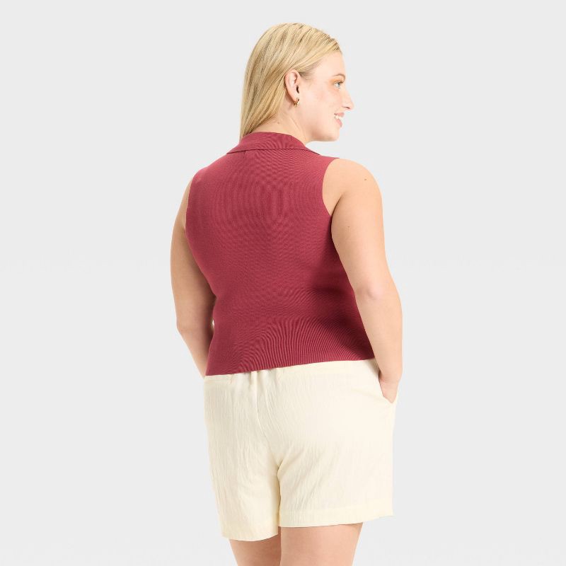 slide 2 of 3, Women's Polo Collar Pullover Sweater Tank - A New Day™ Burgundy XXL, 1 ct