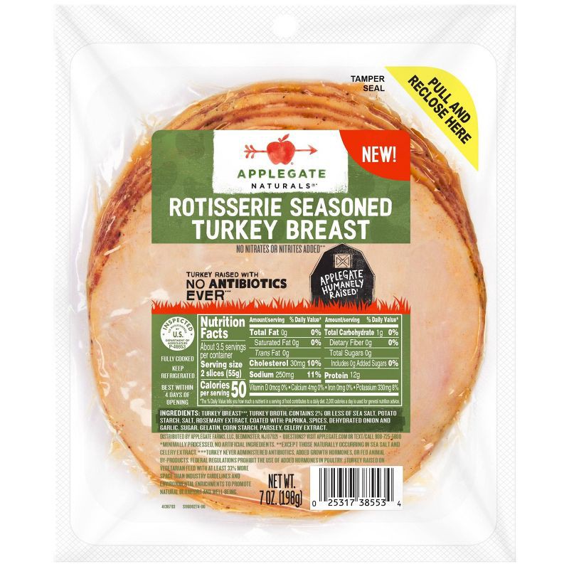 slide 1 of 4, Applegate Farms Rotisserie Turkey Breast - 7oz, 7 oz