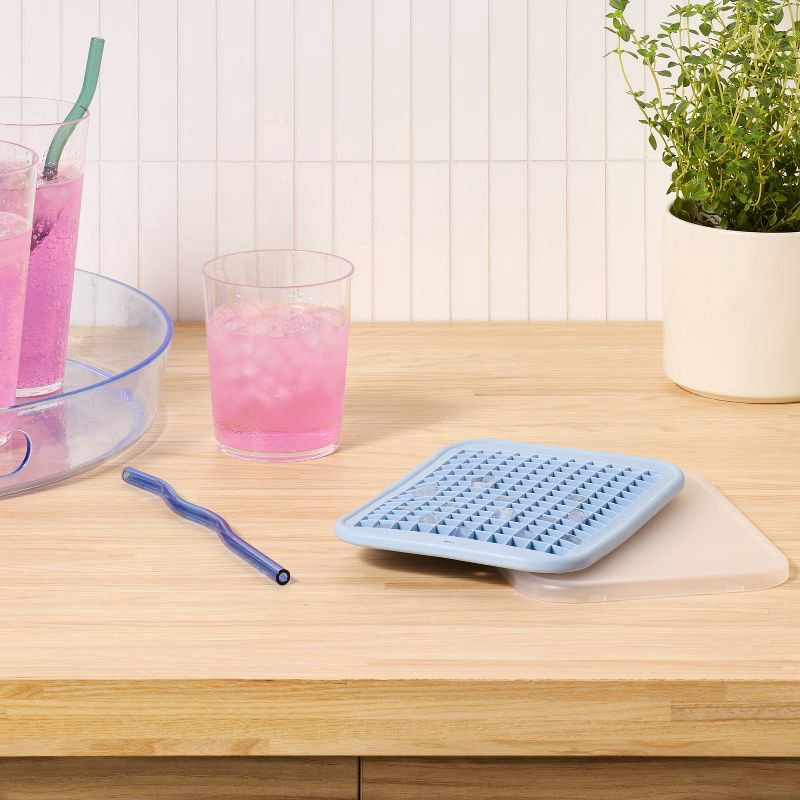 slide 2 of 3, Silicone Crushed Ice Tray with Lid Blue - Room Essentials™, 1 ct