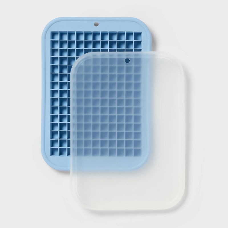 slide 3 of 3, Silicone Crushed Ice Tray with Lid Blue - Room Essentials™, 1 ct