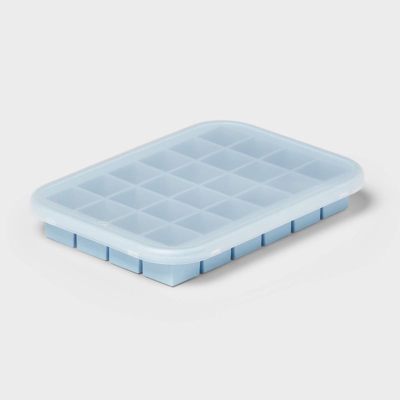 slide 1 of 3, Silicone Ice Cube Tray with Lid Blue - Room Essentials™, 1 ct