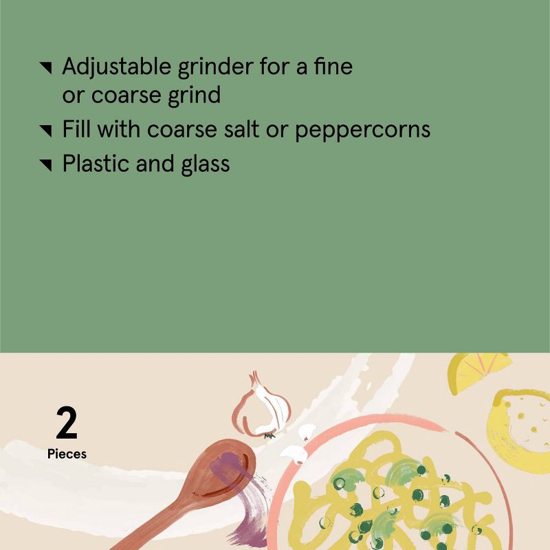 slide 4 of 4, 5" Glass Salt and Pepper Grinder Set Sage Green - Figmint™, 1 ct