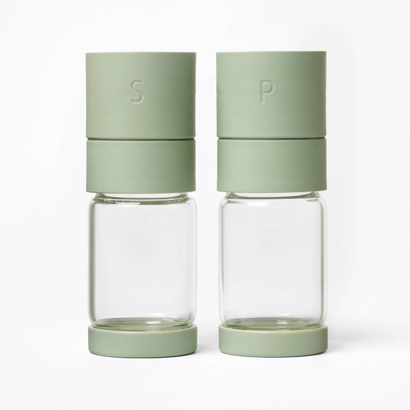 slide 1 of 4, 5" Glass Salt and Pepper Grinder Set Sage Green - Figmint™, 1 ct