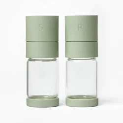 5" Glass Salt and Pepper Grinder Set Sage Green - Figmint™
