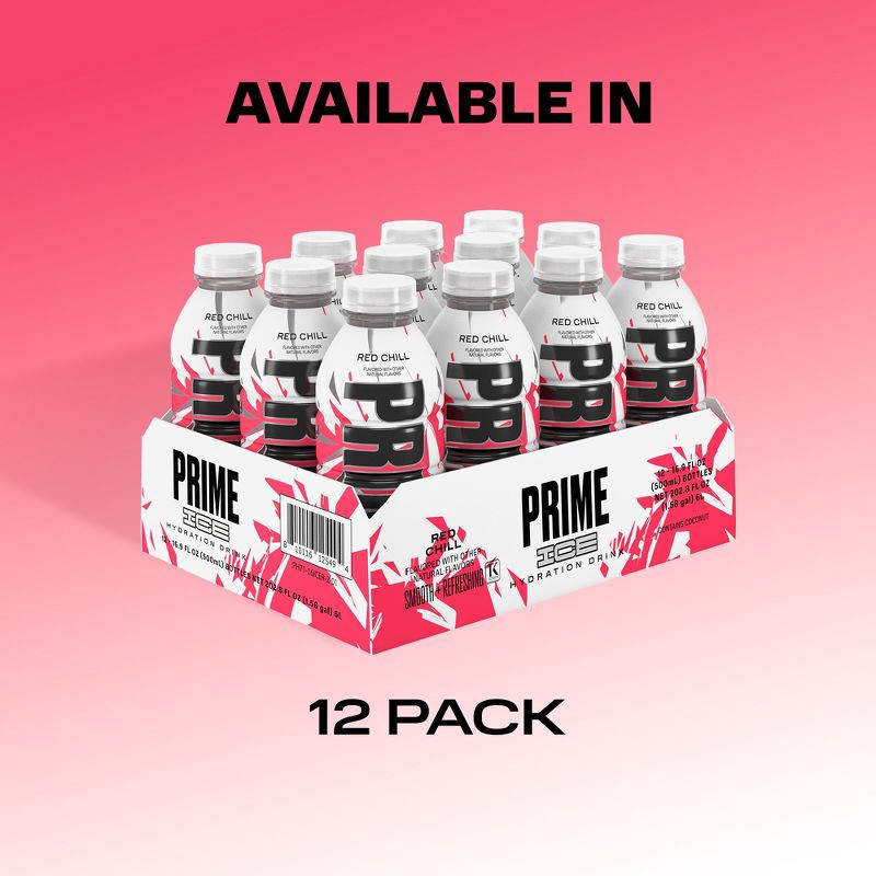 slide 8 of 10, Prime Hydration Prime Ice Hydration Red Chill Sports Drink - 16.9 fl oz Bottle, 16.9 fl oz