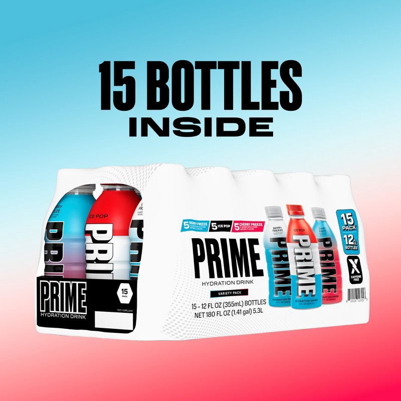 slide 8 of 10, Prime Hydration Variety Pack Mixed Flavors Sports Drink - 15pk/12 fl oz Bottles, 15 ct; 12 fl oz