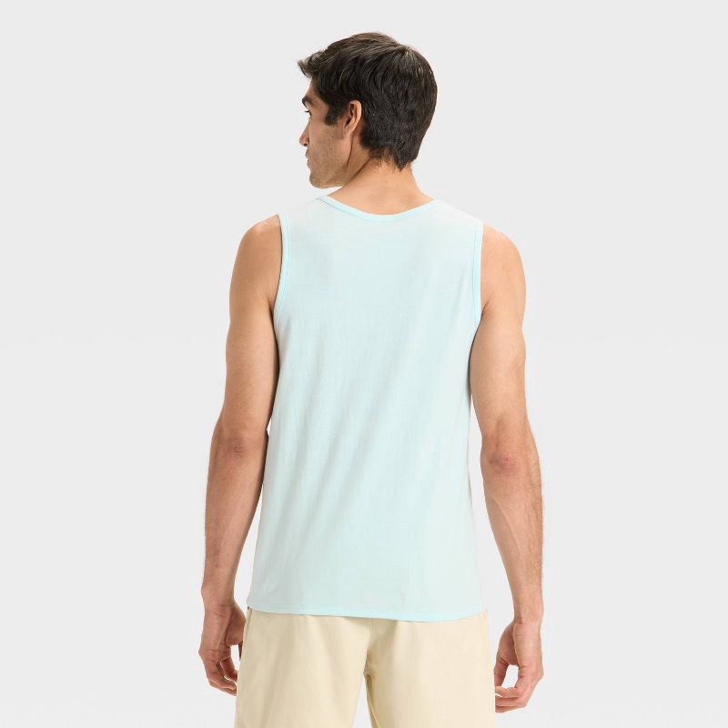 slide 2 of 3, Men's Standard Fit Graphic Crewneck Tank Top - Goodfellow & Co™ Blue M, 1 ct