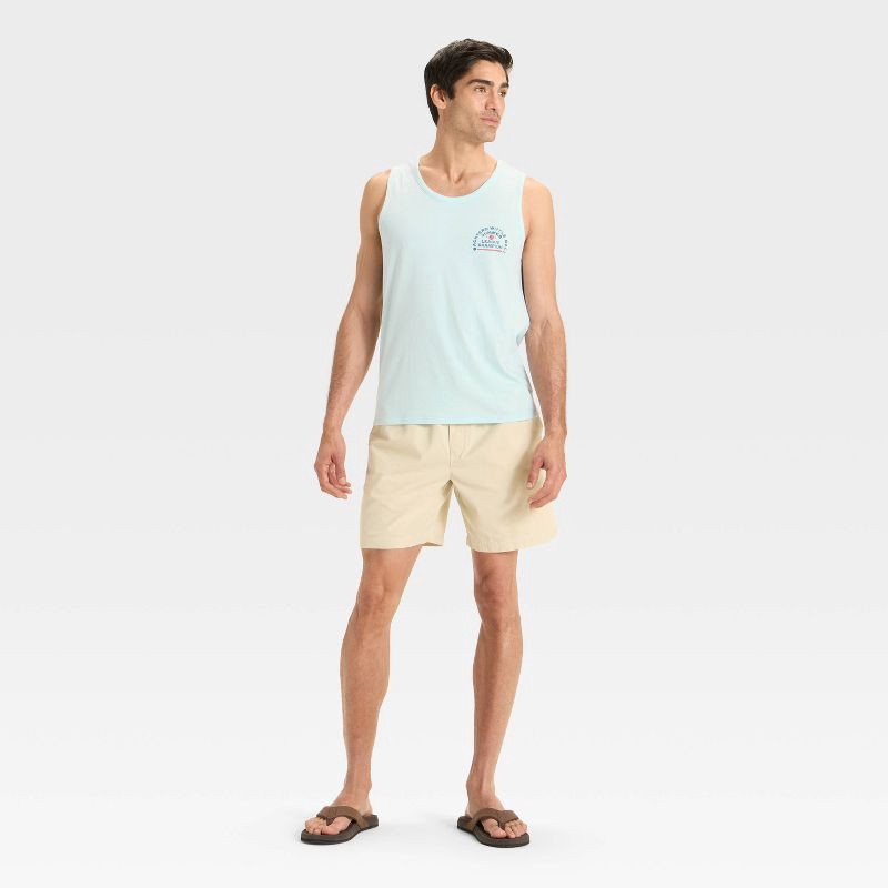 slide 3 of 3, Men's Standard Fit Graphic Crewneck Tank Top - Goodfellow & Co™ Blue M, 1 ct